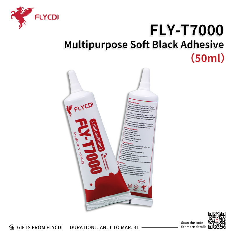 FLY-T7000 Multipurpose Soft Black Adhesive
